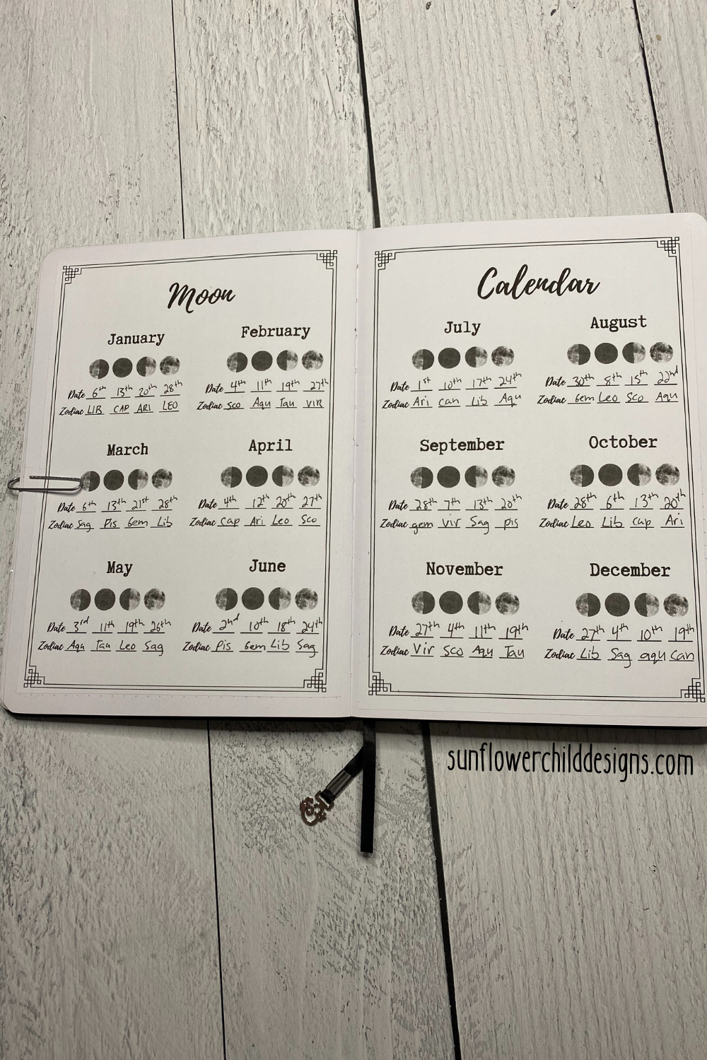Witchy Aesthetic Bullet Journal Ideas Moon Theme Bullet Journal — Sunflower  Child Designs